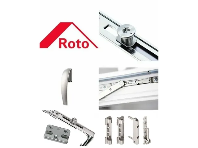 Элементы фурнитуры Roto: ручка, ножницы, цапфы и петли